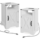 Wood Charging Station Accent Small Bedside Tables Night Stand White Nightstand Set Of 2 Bedroom Living Room - Supfirm