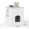 Wooden Pet House Cat Litter Box Enclosure with Drawer, Side Table, Indoor Pet Crate, Cat Home Nightstand (White) - Supfirm