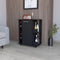Woodland Bar Cart with Casters, Wine Cubbies Rack and Open Shelf Black - Supfirm