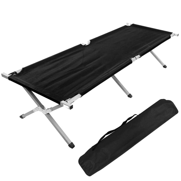 YSSOA Folding Camping Cot with Storage Bag for Adults, Portable and Lightweight Sleeping Bed for Outdoor Traveling, Hiking, Easy to Set up (Color: Black) - Supfirm