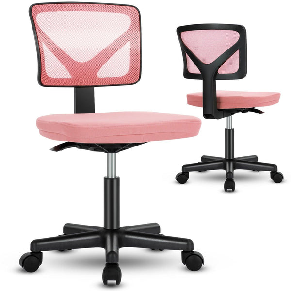 Sweetcrispy Armless Desk Chair Small Home Office Chair with Lumbar Support - Supfirm