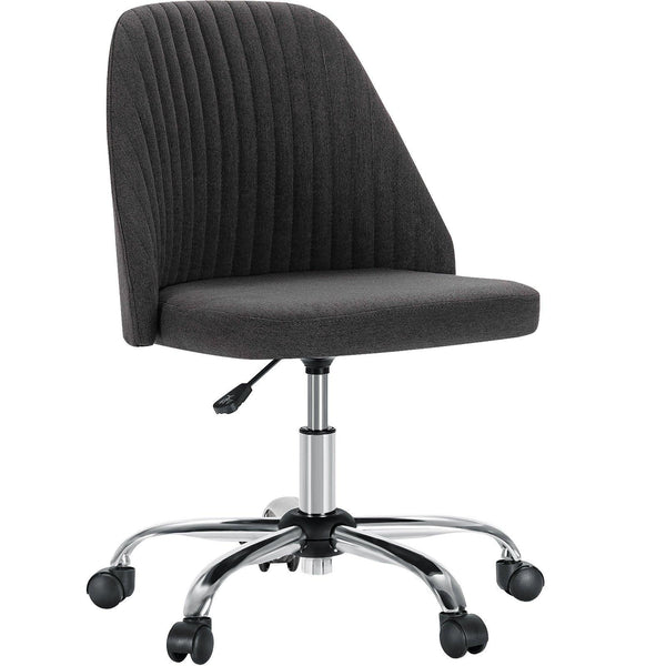 Sweetcrispy Armless Home Office Desk Chair with Wheels Adjustable Swivel Task Computer Vanity Chair for Small Spaces - Supfirm