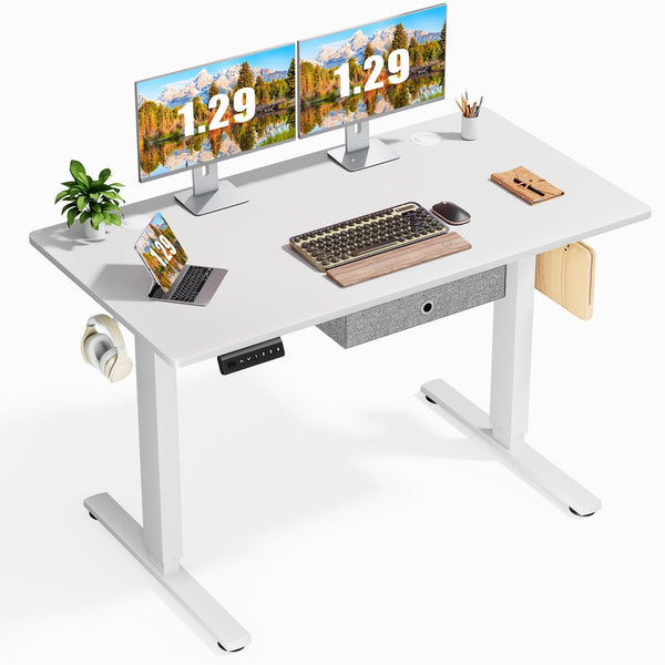 Sweetcrispy Electric Standing Desk with Drawer Adjustable Desk Ergonomic Rising Desk Computer Workstation,48 x 24 Inches White - Supfirm