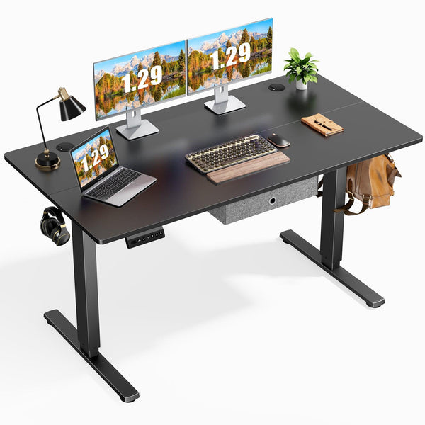 Sweetcrispy Electric Standing Desk with Drawer Adjustable Desk Ergonomic Rising Desk Computer Workstation,55 x 24 Inches Black - Supfirm